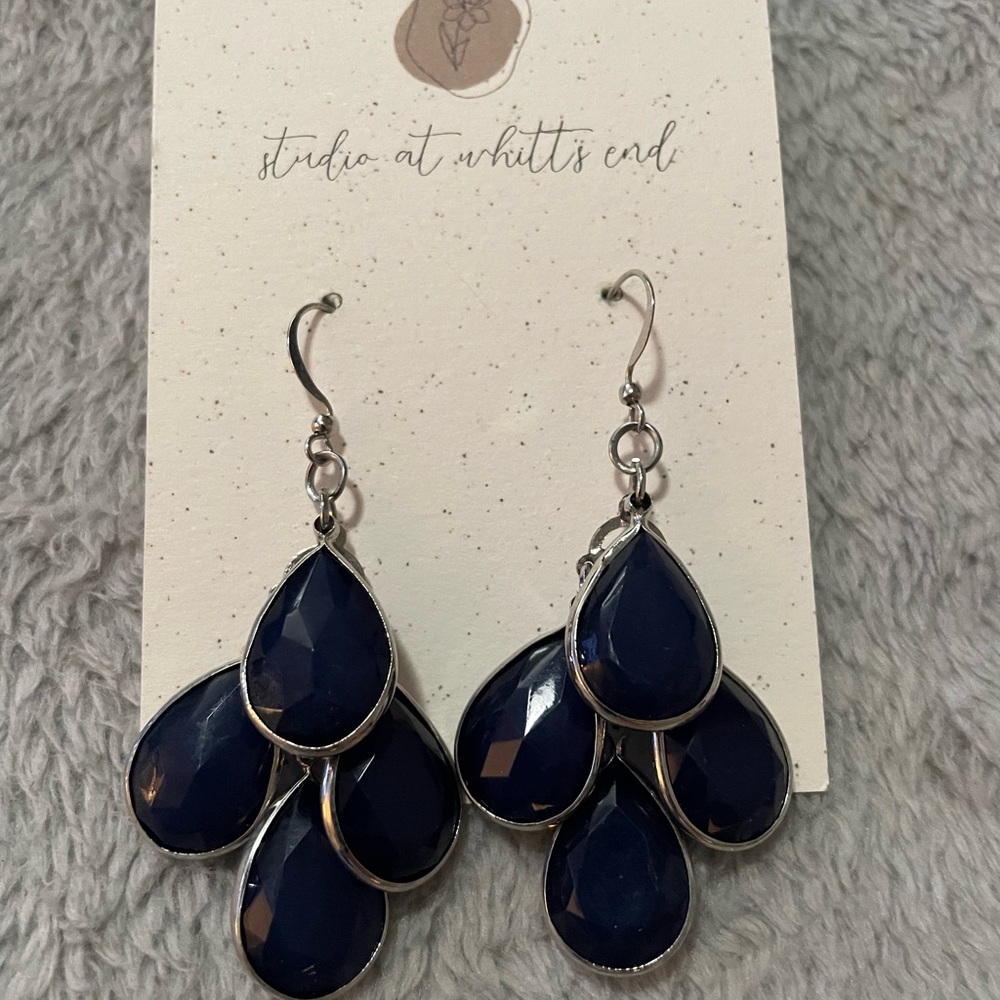 Silver and Blue Teardrop Earrings